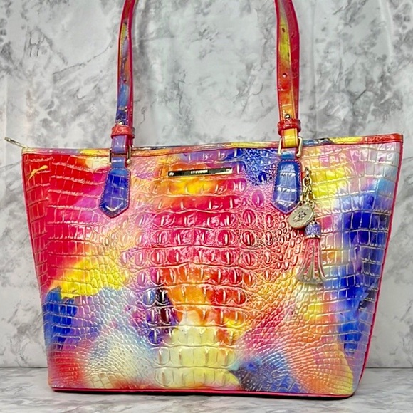 Brahmin Dandy Melbourne Medium Asher Tote Leather Shoulder Bag Rare Croc Purse - Picture 7 of 14